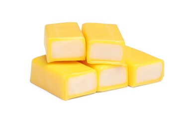 Tasty yellow bubble gums isolated on white