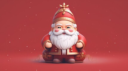 santa claus on red background 3d-illustration.