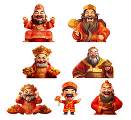 Chinese New Year and Lunar New Year characters, cartoon vector illustration.