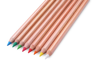 Obraz premium Colorful pastel pencils isolated on white. Drawing supplies