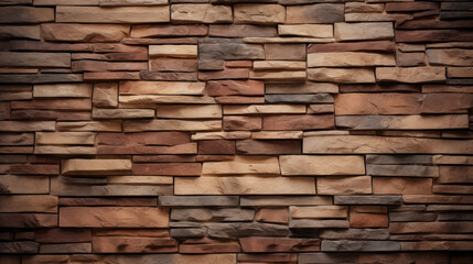 Obraz premium A textured wall made of earth-toned bricks