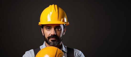 Construction worker with helmet for disaster prevention