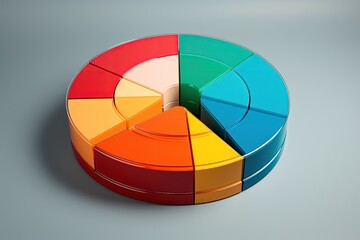 Fototapeta premium Colorful pie-shaped chart, business and analysis concept, digital illustration. Generative AI