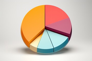 Colorful pie-shaped chart, business and analysis concept, digital illustration. Generative AI