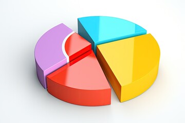 Colorful pie-shaped chart, business and analysis concept, digital illustration. Generative AI