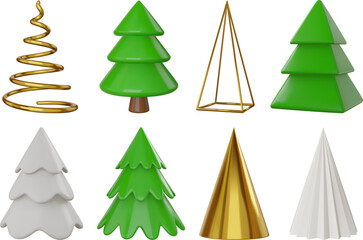 set of christmas trees. collection of 3d christmas trees