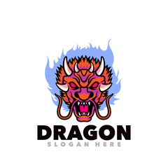 Dragon head mascot logo template 