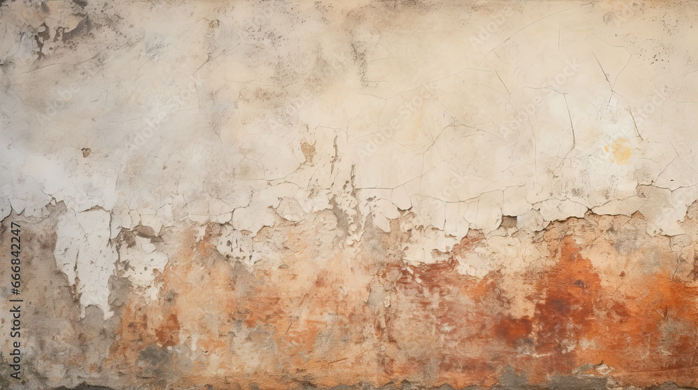 Wall mural ancient wall with rough cracked paint, old fresco texture background ancient wall with rough cracked