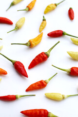 Fresh chili peppers on white background