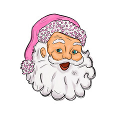 Pink santa claus leopard hand drawing,christmas drawing