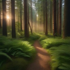 Fototapeta premium A network of hiking trails through a sustainable forest5