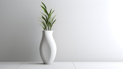 green plant in a white vase, modern vase and interior plant pot furniture white background
