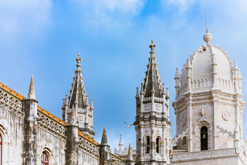 Detail of the towers of the Jerónimos Monastery - Powered by Adobe
