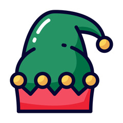 Elf hat line filled icon
