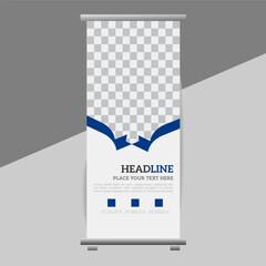  creative great business up  roll banner design with blue shapes