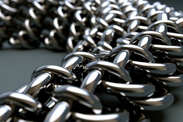 Curved steel chain in 3D. Generative AI