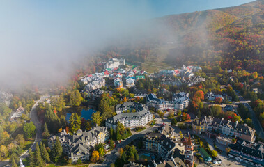 Aerial view of Mont Tremblant village in autumn