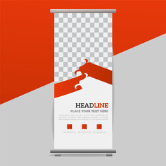 
 creative great business up  roll banner design with orange shapes