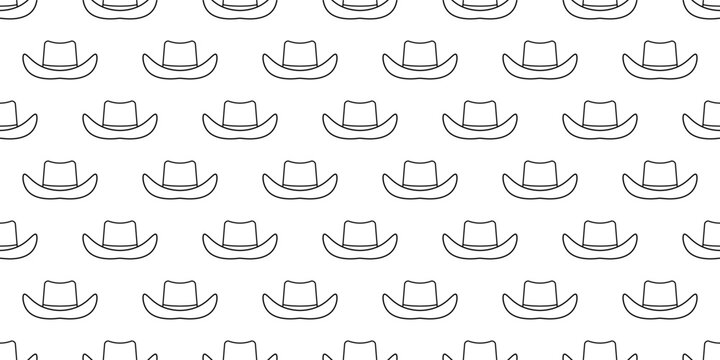 outlne cowboy hat seamless pattern