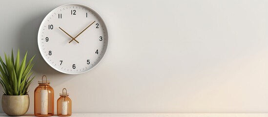 white round wall clock minimalistic design ing - obrazy, fototapety, plakaty