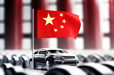 Made in China product global vehicle export - obrazy, fototapety, plakaty