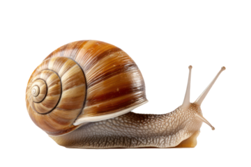 Close up of a snail with transparent background