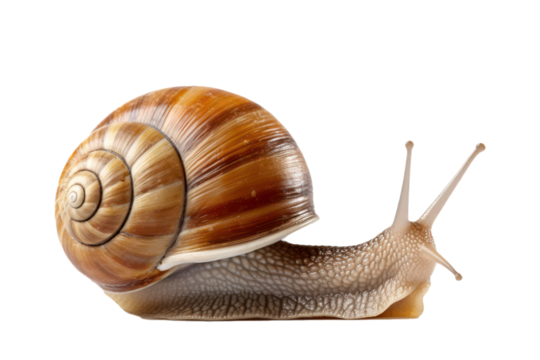 Close up of a snail with transparent background
