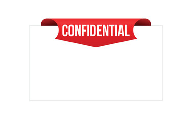 confidential red vector banner illustration isolated on white background