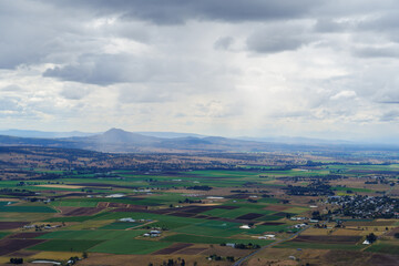 View over the Fassifern Valley and township of Kalbarri, from Logan’s Lookout,  Mount French National Park. Scenic Rim, Queensland, Australia.