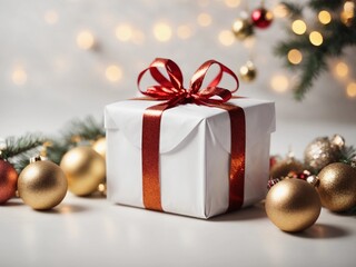 Luxury Christmas Gift with Sparkling Effect on a White Isolated Background