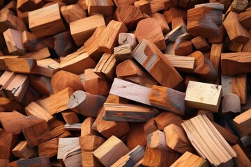 close up of a heap of wood fragments. Generative AI