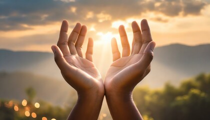 human hands open palm up worship eucharist therapy bless god helping repent catholic easter lent mind pray christian concept background