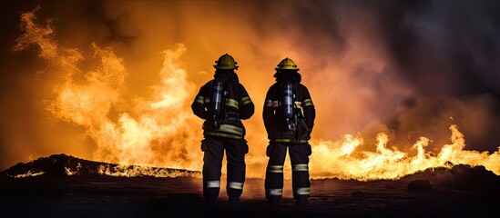 Obraz na płótnie Canvas Firefighters ready for firefighting