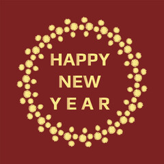 Happy new year 2024 vector illustration design in dots spots circle frame border.Gradient gold color 2024 new year vector art