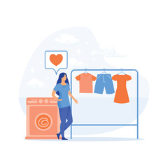 Experienced manager training staff, laundry service, maid ironing guests shirt, waiter serving at banquet, horeca sector vector cartoon. flat vector modern illustration 