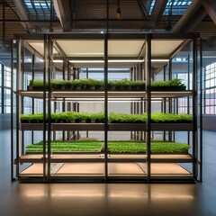 A vertical farm inside a repurposed industrial building2