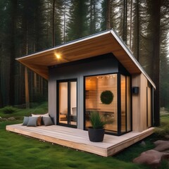 A solar-powered, self-sufficient tiny house in a remote location4 - obrazy, fototapety, plakaty