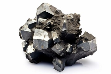 Lead cluster from Swedish mine isolated on white background. Generative AI
