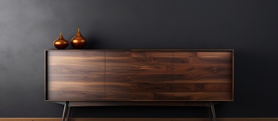 Classy and modern wooden storage cabinet for home interiors in isolated background