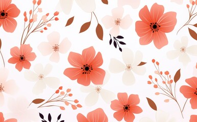 Cute pattern background, beautiful, delicate colors Flower illustration wallpaper