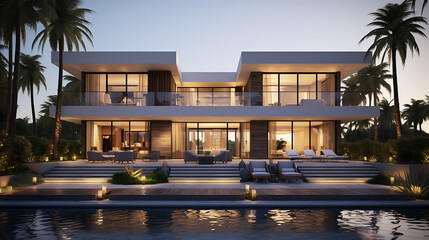 modern two floor arab house minimalist design, relistic, ultra hd, 4k