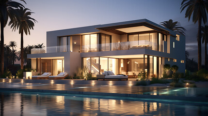modern two floor arab house minimalist design, relistic, ultra hd, 4k