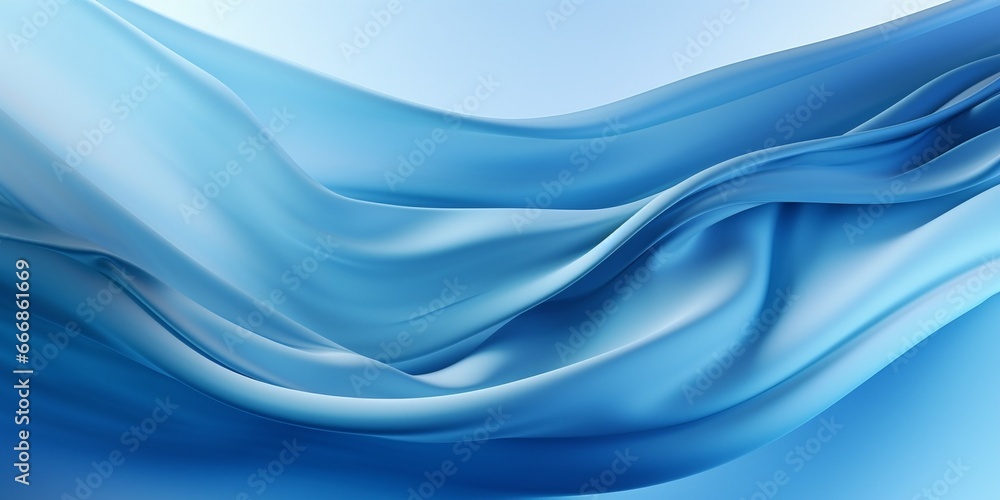 Leinwandbilder abstract wave cloth movement dynamic blue color over sky tone background : generative ai