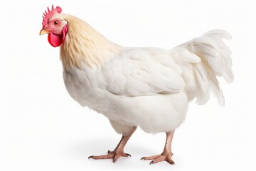 Fototapeta premium Young white hen isolated on white background. : Generative AI