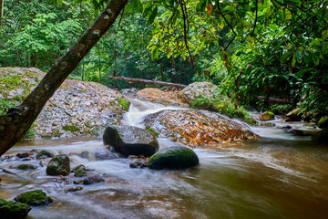 Natural water stream and rocks