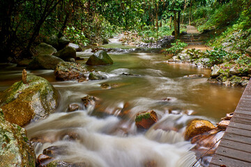 Natural water stream and rocks