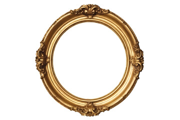 Antique gold oval frame isolated on transparent background for art display - obrazy, fototapety, plakaty