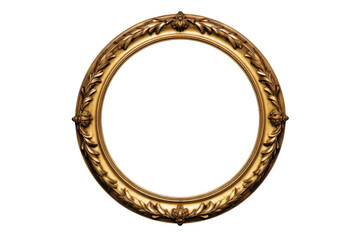 Antique gold oval frame isolated on transparent background for art display - obrazy, fototapety, plakaty