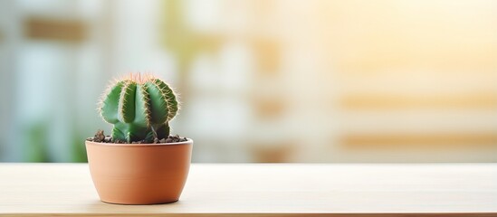 Fresh green cactus on a desk feeling vibrant in the daytime