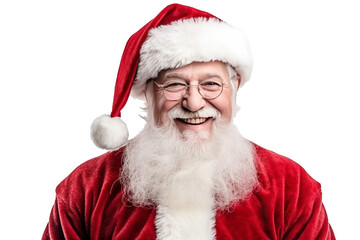 friendly, smiling santa claus 60-yo , half-length portrait, cutout transparent background